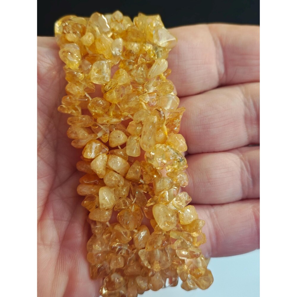 Natural Citrine Gemstone Chip Stretch Bracelet